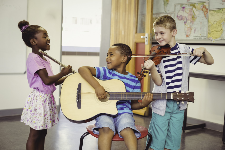 loyalty rewards program, smiling kids playing music