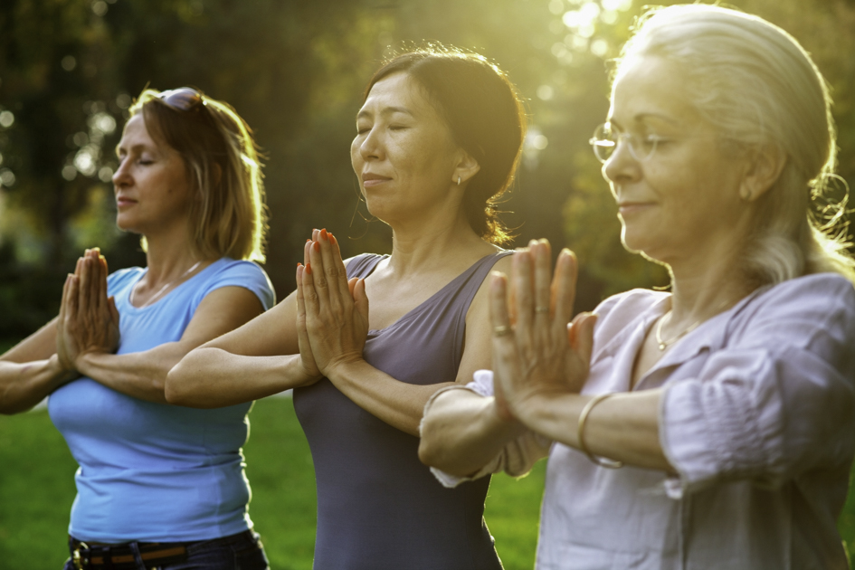 yoga for seniors, seniors practicing yoga