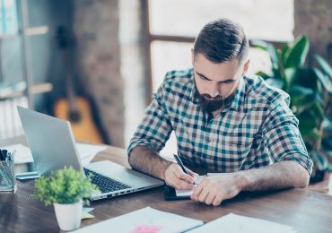 market your business, man working with computer