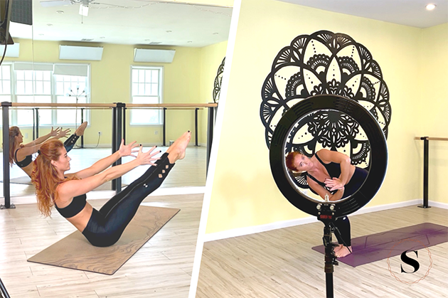 solntse hot yoga, Ina went all out when it came to delivering the best online classes to her community, by using extra equipment like a ring light, a tripod, and an external microphone system. 