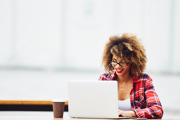 fitness business, woman at her computer