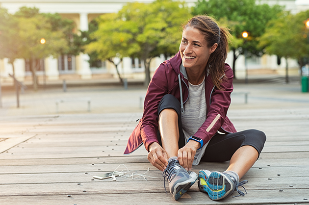 work-life balance, woman wearing sport shoes