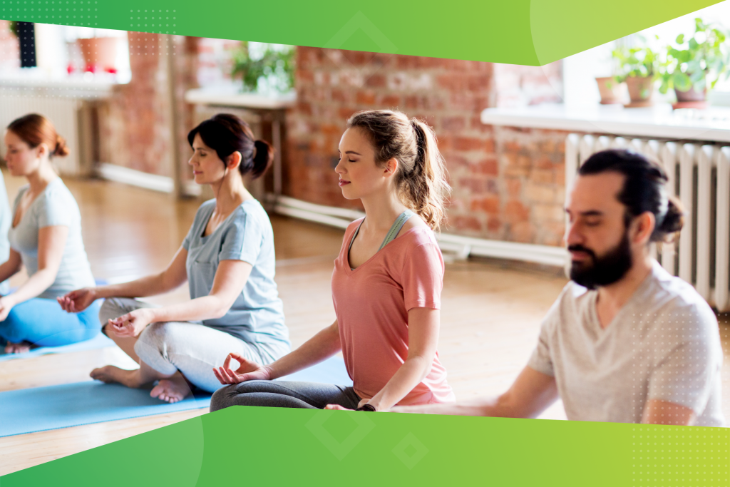 New Year's resolution, group of people meditating