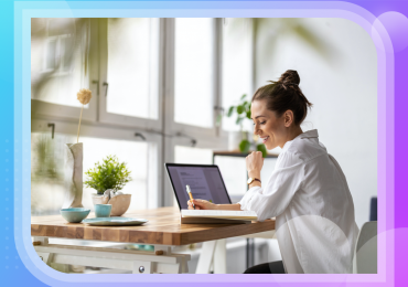 business presence, woman at a computer