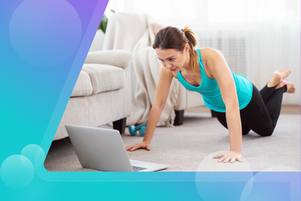fitness clients, women working at online