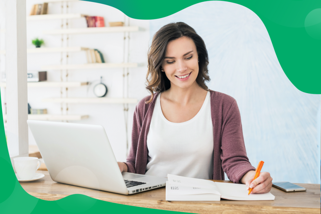 blog introduction, woman at her computer