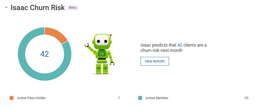 A screenshot of an overview of the Isaac Churn Risk Report from the dashboard.