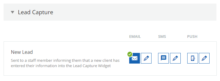 A screenshot of the new lead capture staff notification. 