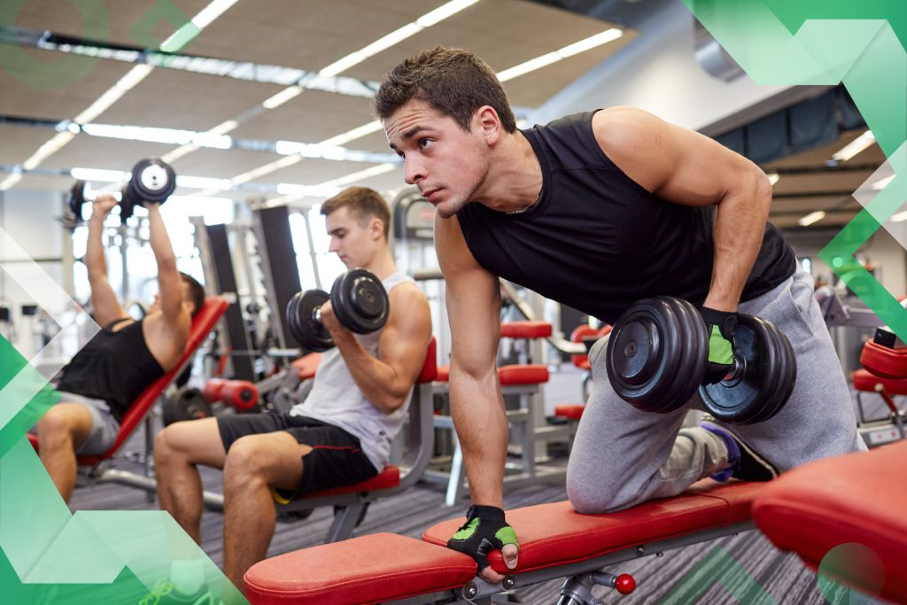 landing page, man working out in a group