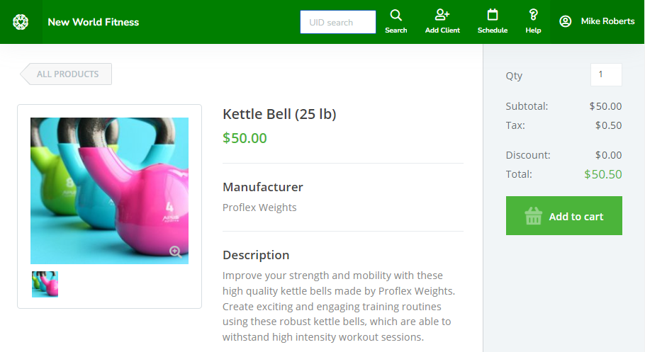 A screenshot showing the updated look and feel of a product details page in the store.