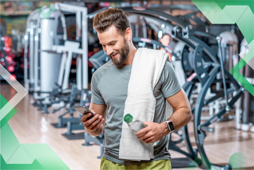 spam trigger words to avoid, man on phone in gym