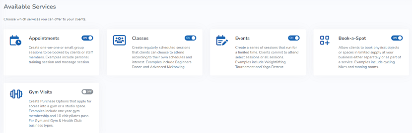 A screenshot of the updated Available Services page.