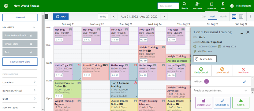 A screenshot of the schedule showing the flyout with the added Previous Appointment functionality.