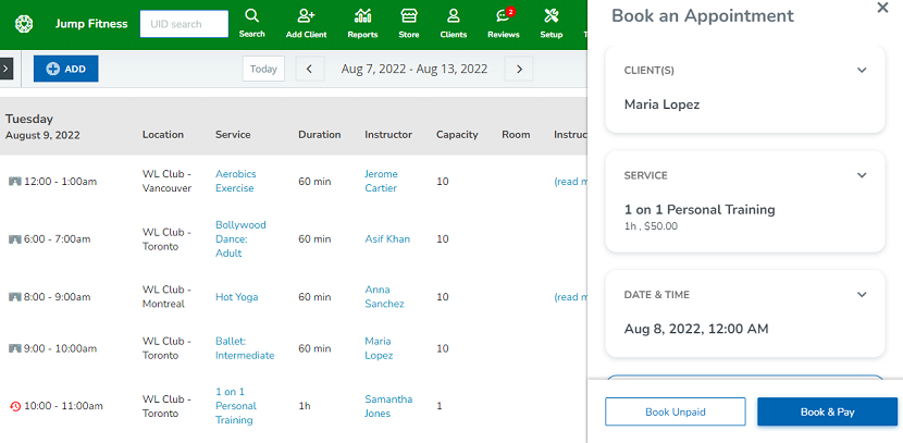 A screenshot of the staff member appointment booking flow with the latest design updates.