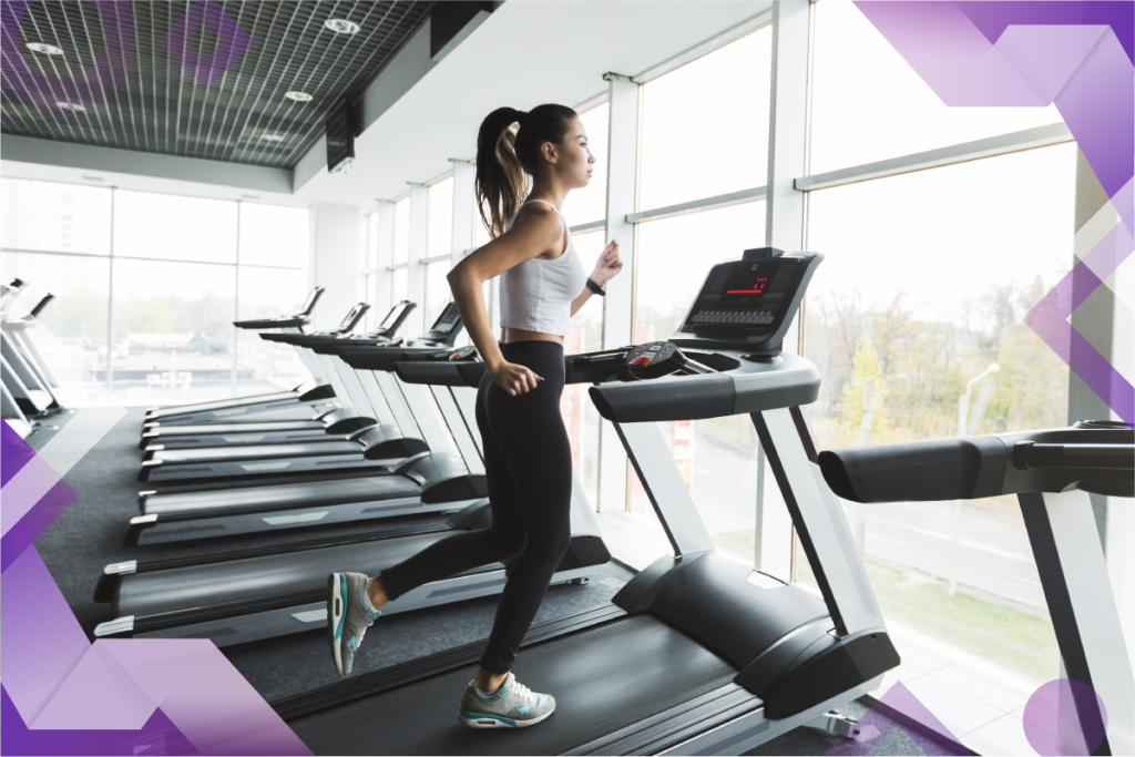 payment collections, woman in empty gym