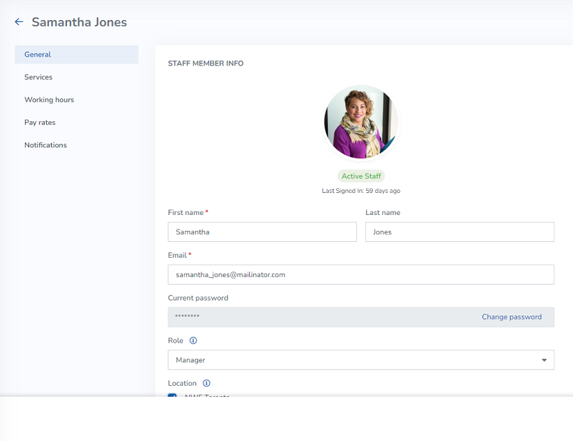A screenshot of a redesigned staff member profile page.