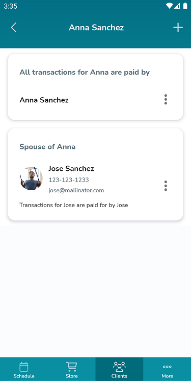 A screenshot that shows how you can manage family member relationships in the Elevate Staff App.