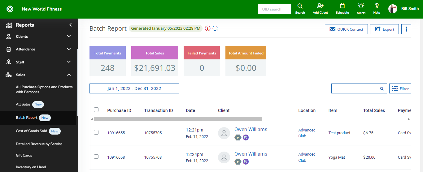 A screenshot of the Batch Report displaying the updated layout.