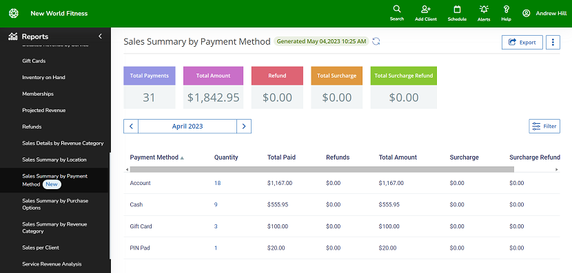 A screenshot of the new Sales Summary by Payment Method Report.