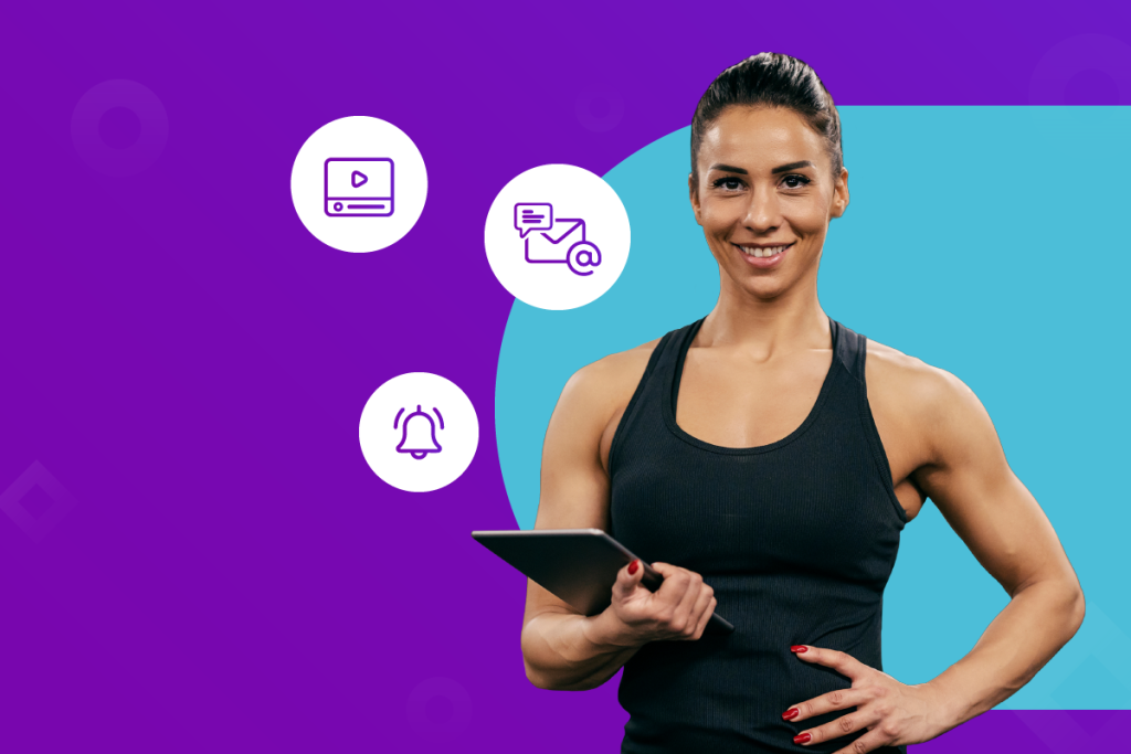 personal trainer software, personal trainer with a tablet