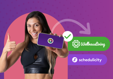 Schedulicity for business, fitness women with a phone