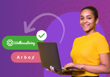 Arbox online clients, woman with a computer
