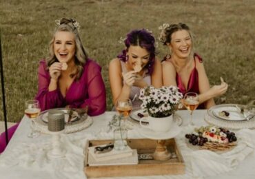 Glow Gals outdoors enjoying lunch