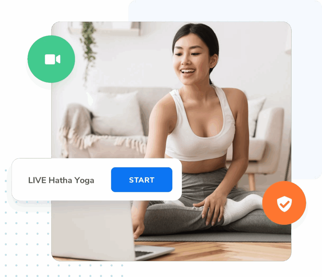 An infographic of what the WellnessLiving booking app looks like. 