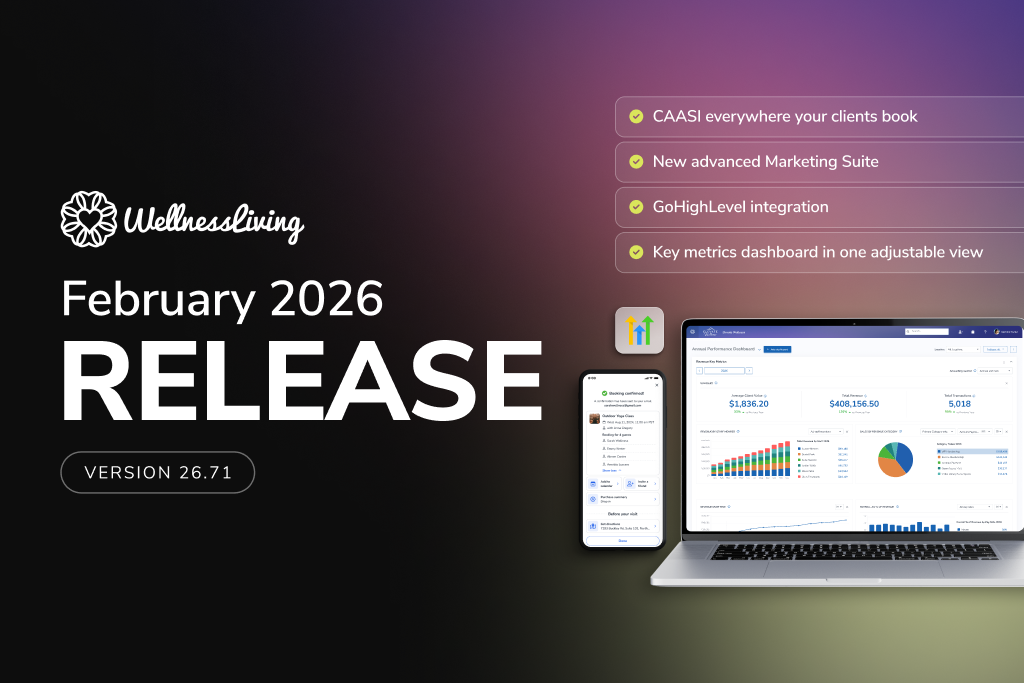 Release blog graphic 26.71, laptop with text