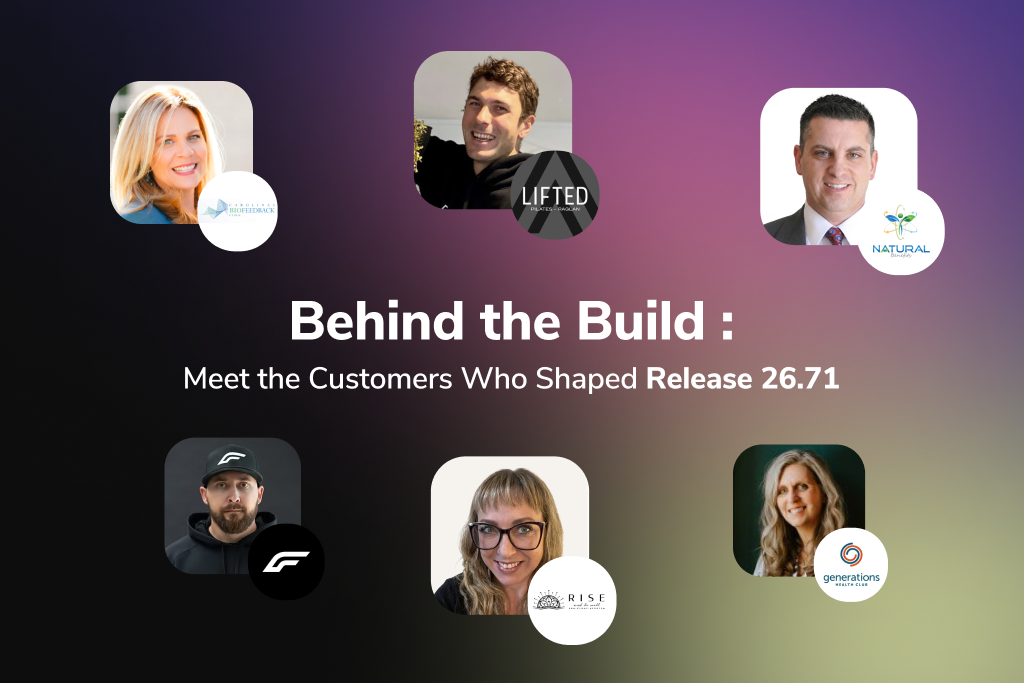 Behind the Build graphic with faces of customers and logos