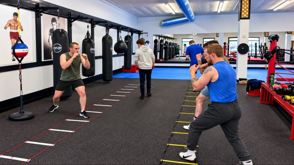 The Magrath Boxing Club, where a few clients are warming up.