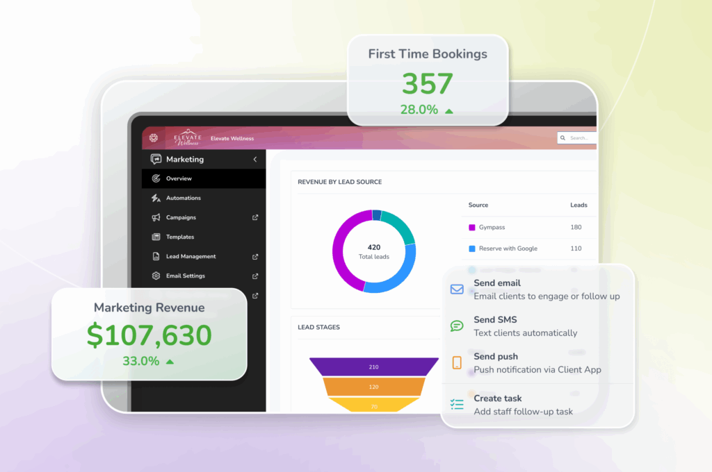 Screenshot of WellnessLiving Marketing Suite software