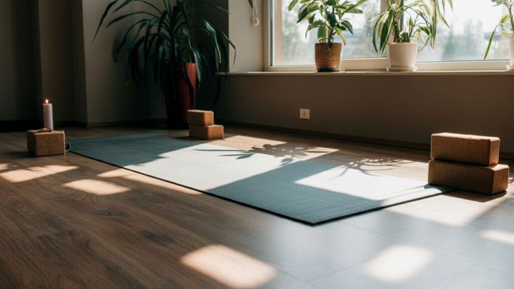A mat laid out in a beautiful Pilates studio, run by WellnessLiving.
