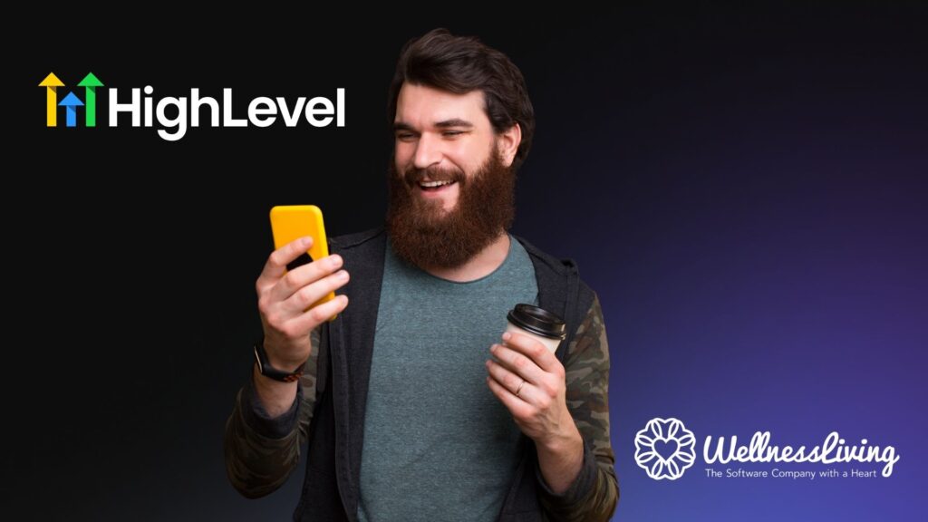 Someone looking at an automated promotional text from the WellnessLiving and GoHighLevel integration.