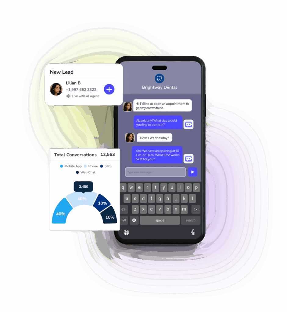 A screenshot of an AI receptionist making a booking over text.