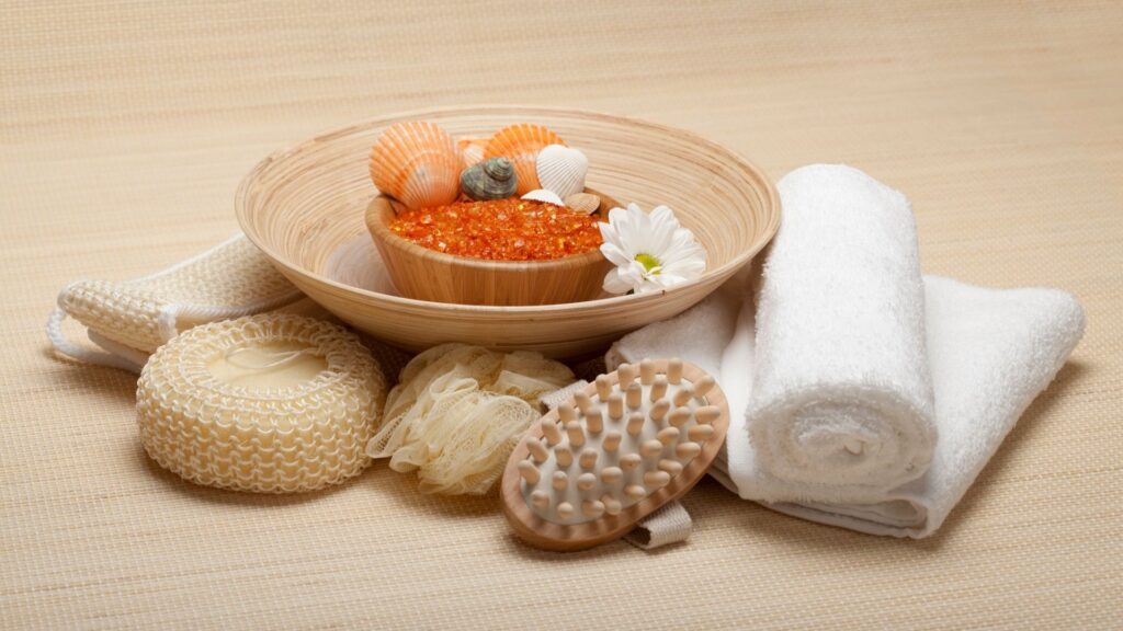 A collection of beautiful massage supplies at HECM Wellness.