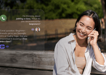 A woman booking a class at her favorite gym with the CAASI AI phone agent.