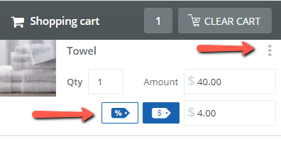 A screenshot of a product in the cart with a dollar discount applied to it.