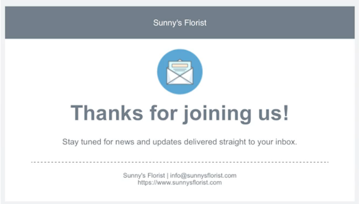 Constant Contact welcome email