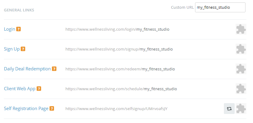 Setting up your business URLs | WellnessLiving