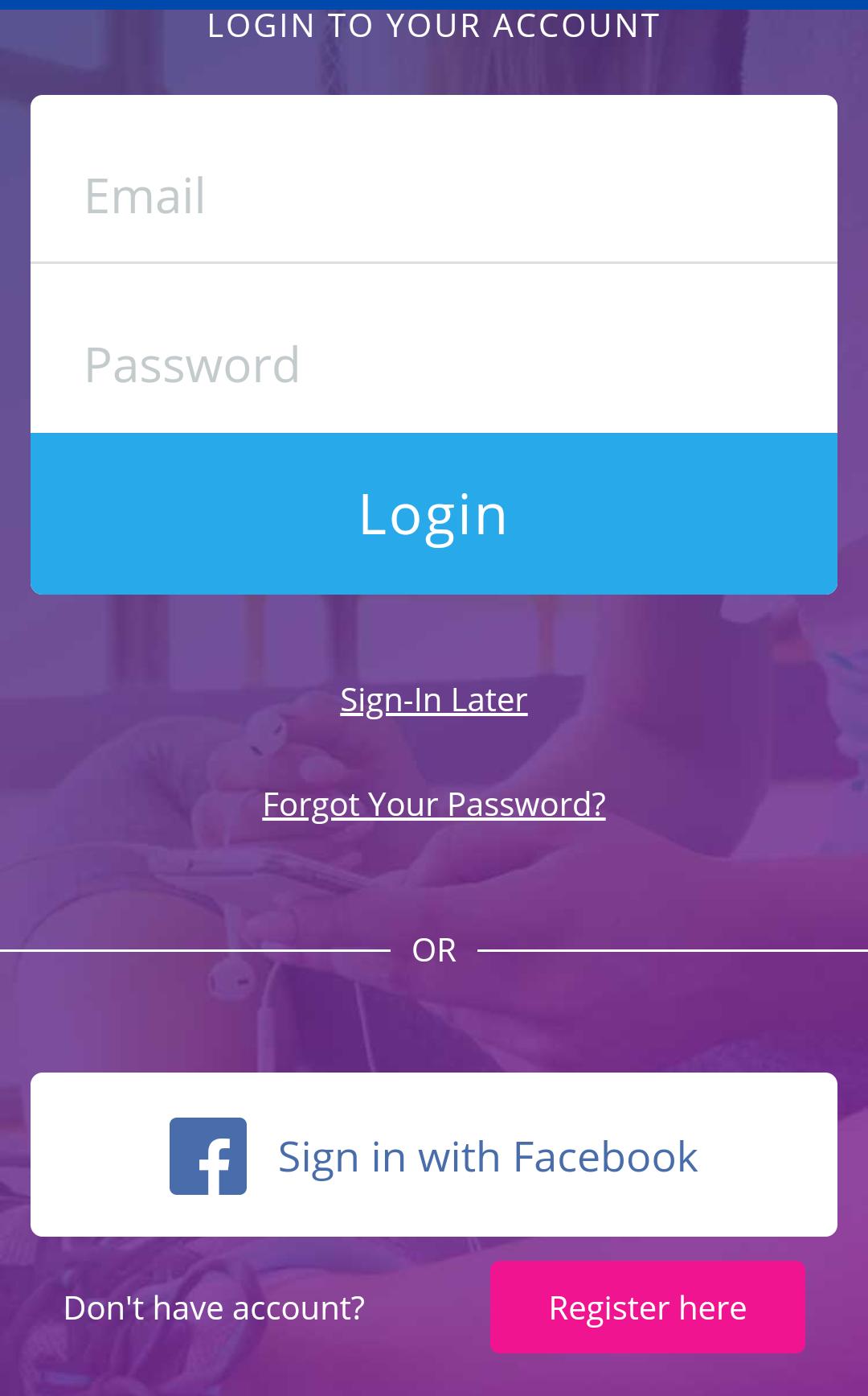 Achieve Client App Registering as a new client WellnessLiving