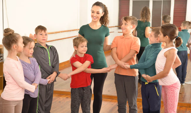 dance instructor with students