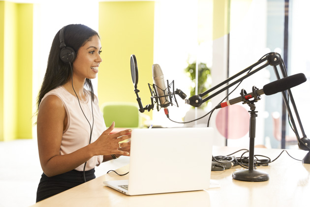 Music School Promotion, woman recording a podcast