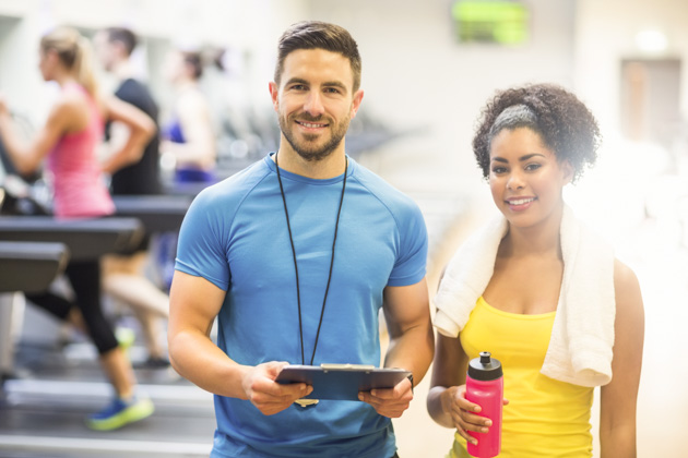 instructor certification, trainer and client smiling