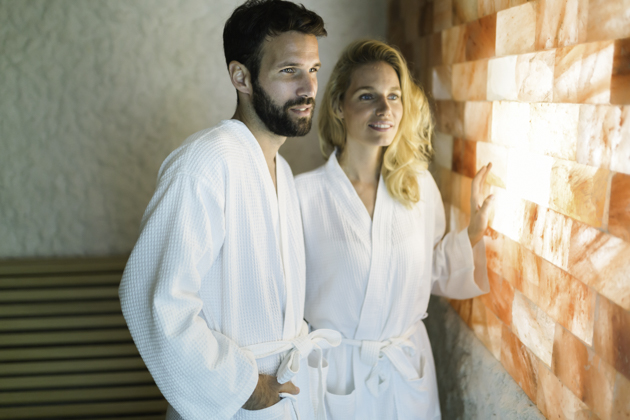 client loyalty wellness, Couple enjoying salt room therapy