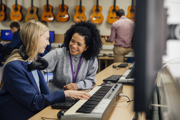 music school software, music teacher and student