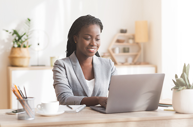 wellness software, smiling computer woman